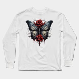 Gothic Butterfly Roses Long Sleeve T-Shirt